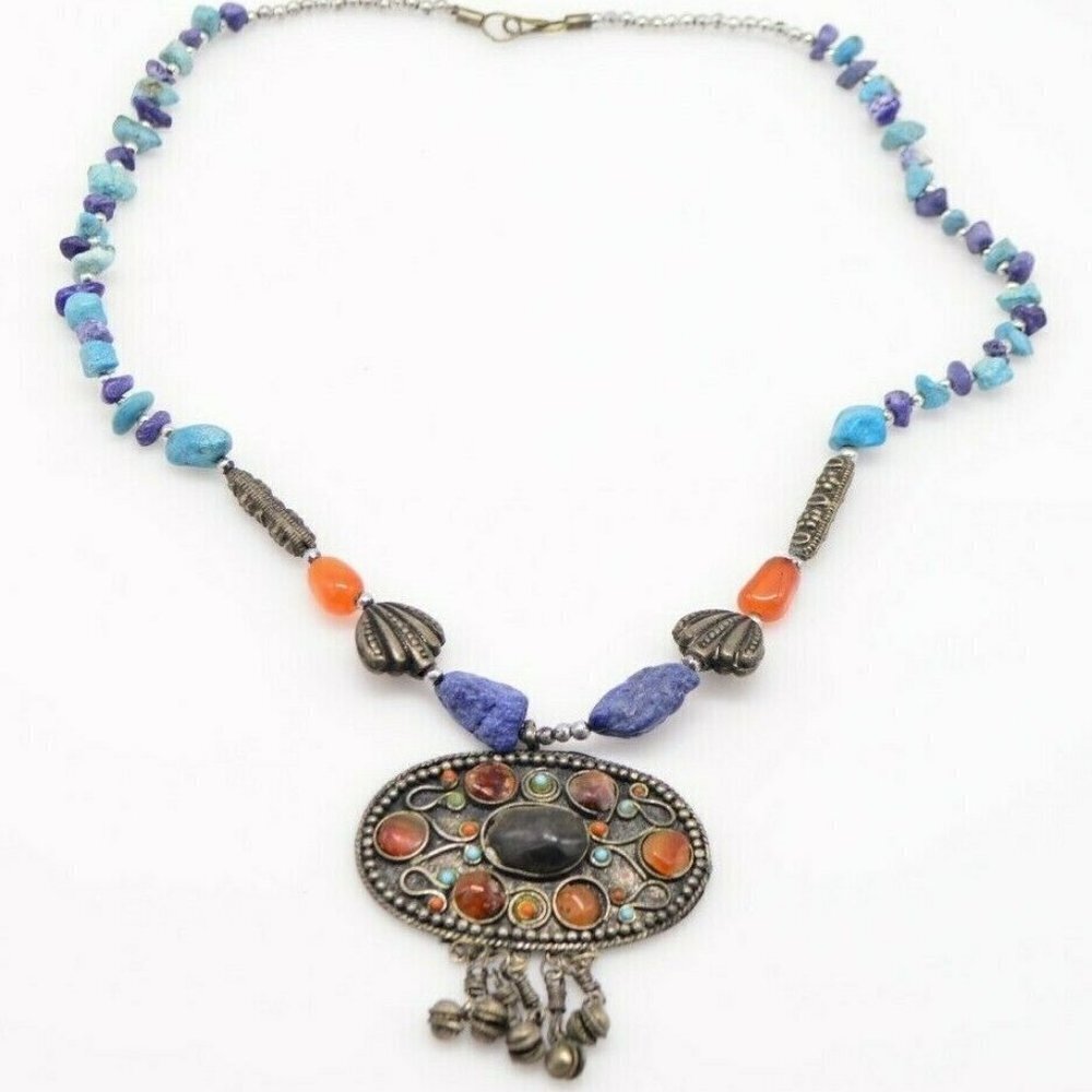Tibetan Silver Coral Turquoise Lapis lazuli